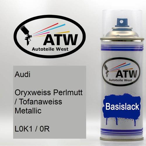 Audi, Oryxweiss Perlmutt / Tofanaweiss Metallic, L0K1 / 0R: 400ml Sprühdose, von ATW Autoteile West.